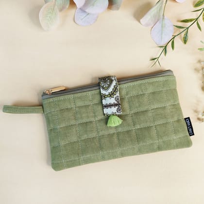Quilted Plain Wallet - Green