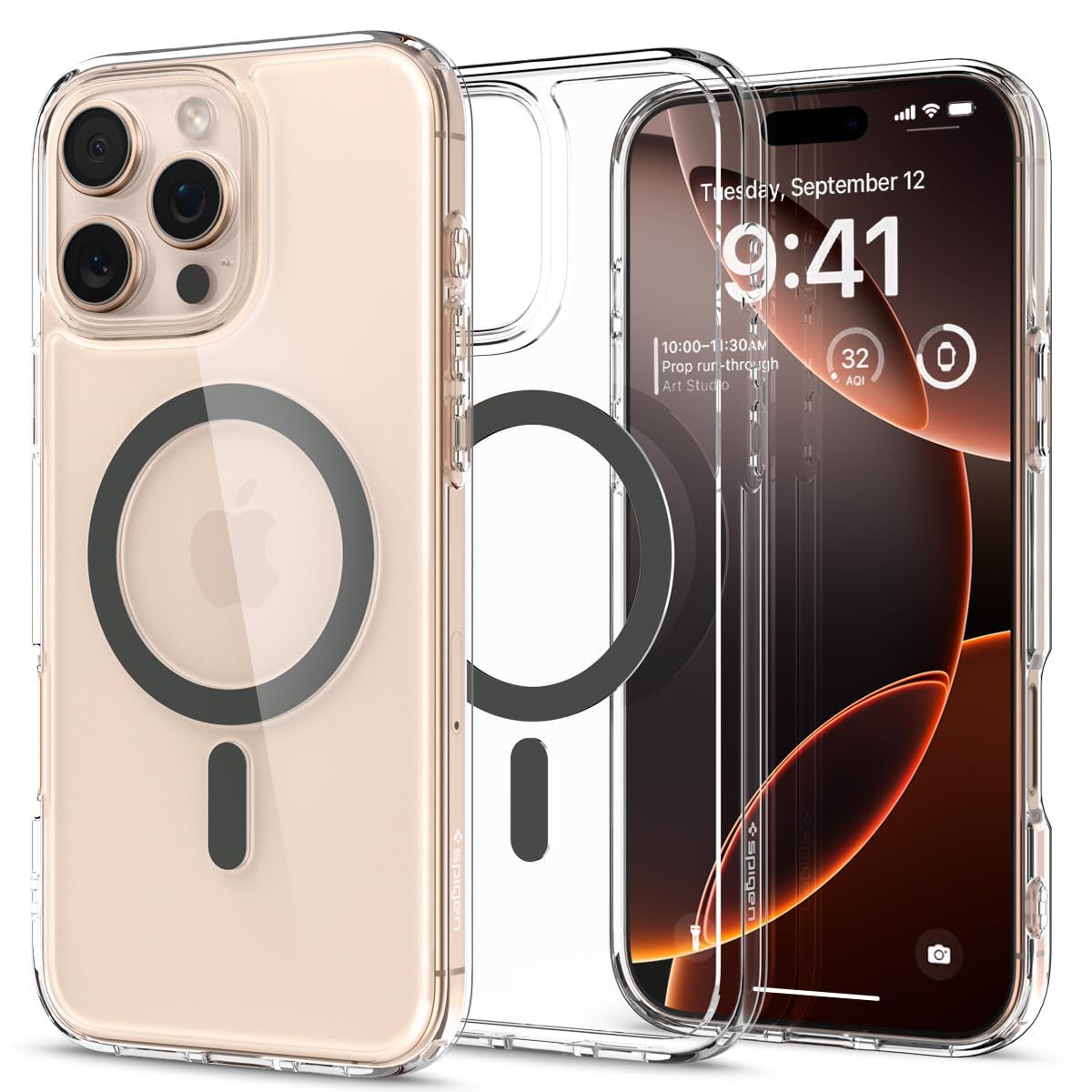 Spigen Ultra Hybrid MagFit Back Cover Case for iPhone 16 Pro Max, MagSafe Compatible, Air Cushion Technology - Polycarbonate + TPU | Graphite Spigen Ultra Hybrid MagFit Back Cover Case for iPhone 16 Pro Max, MagSafe Compatible, Air Cushion Technology - P