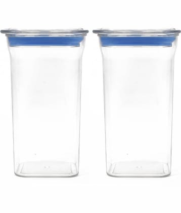 HomePro Fabio Airtight Transparent storage Plastic container pack of 2, Square, 1100ml Blue