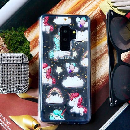 Gold Foil Cute Unicorn Transparent Cover-Samsung Galaxy S9