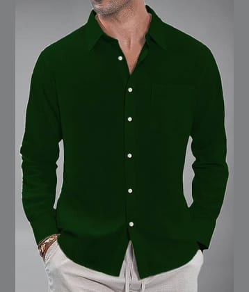 Vida Loca Cotton Blend Slim Fit Solids Full Sleeves Men's Casual Shirt - Green ( Pack of 1 )