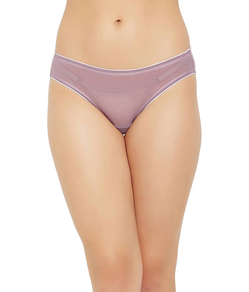 Clovia Lace Solid Women's Thongs ( Purple )