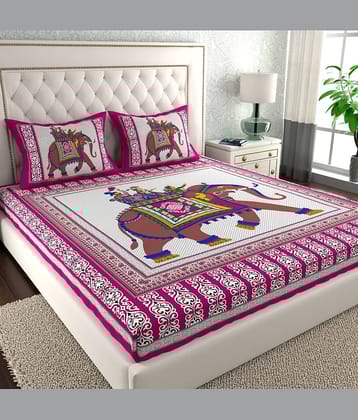 Cosito Cotton 1 Double Bedsheet with 2 Pillow Covers ( Pink )