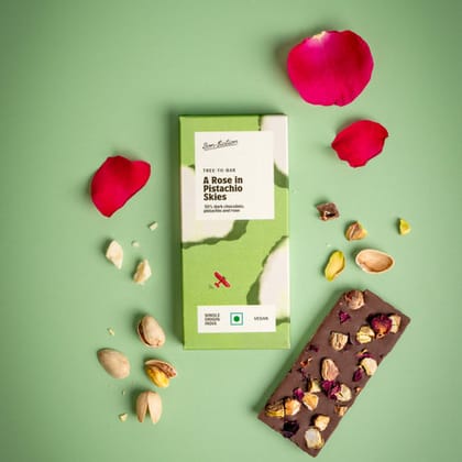Bon Fiction A Rose In Pistachio Skies (Mini) - Dark Rose Pistachio Chocolate, 21 gm Bon Fiction A Rose In Pistachio Skies (Mini) - Dark Rose Pistachio Chocolate, 21 gm