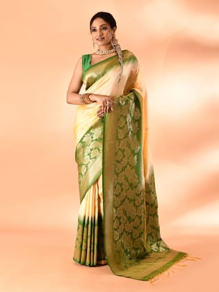 Light Yellow Pure Banarasi Weaving Silk Saree