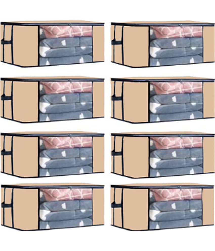 SH. NASIMA Set of 08 Underbed Storage Bag, Storage Organizer, Blanket Cover with Front Handle