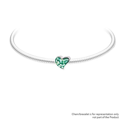 MOP Heart Green | 925 Silver charms for Bracelets / Chain-Free / Silver / Modern