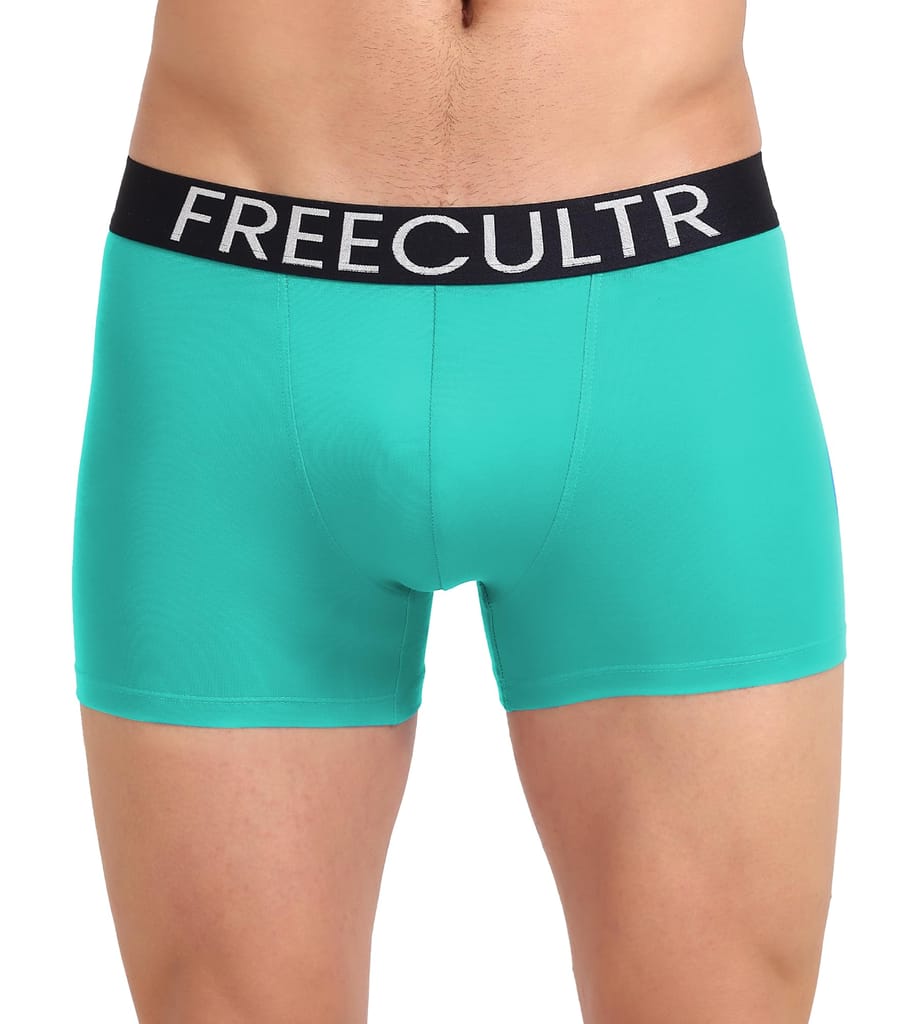 Freecultr Men's Underwear Organic Cotton (Ultrasoft Waistband) Premium Snug-Fit Trunk Pack of 1-Holly Green