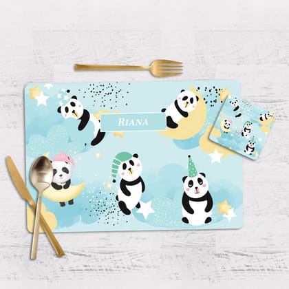 Lil Forest Friends Tableware Set (kids)-Pandas / Flexible (matte finish) PVC Mats