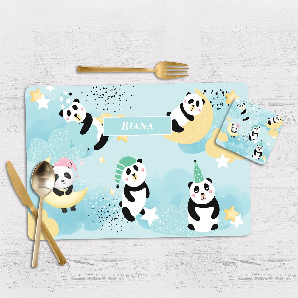 Lil Forest Friends Tableware Set (kids)-Pandas / Flexible (matte finish) PVC Mats