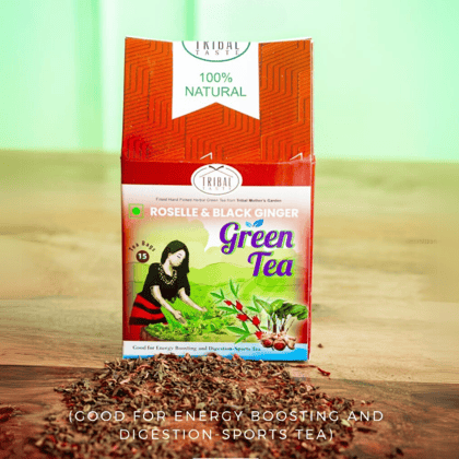 Roselle & Black Ginger - Green Tea | 15 Tea Bags - 200 gm