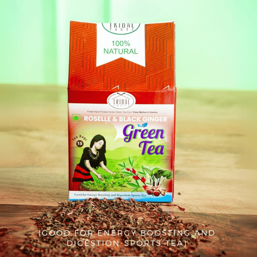 Roselle & Black Ginger - Green Tea | 15 Tea Bags - 200 gm