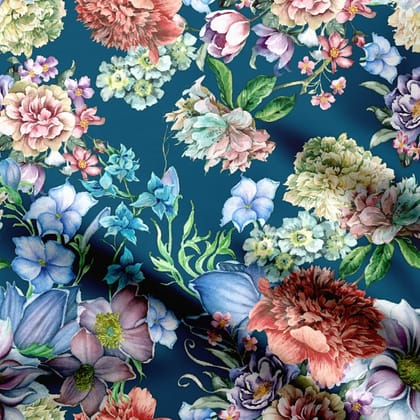 Garden flowers Georgette Fabric