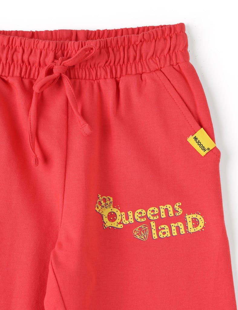 Affordable Kids Girls Capri Pants Cotton French Terry Hibiscus Red Queen’s Land 2025 at ShopCirc