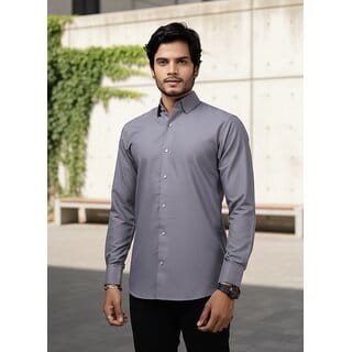 Casualbud Grey Men's Cotton Formal Shirt