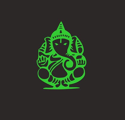 DreamKraft Glow in Dark Radium Lord Ganesha Wall Sticker (Green, 22 cm X 17 cm)