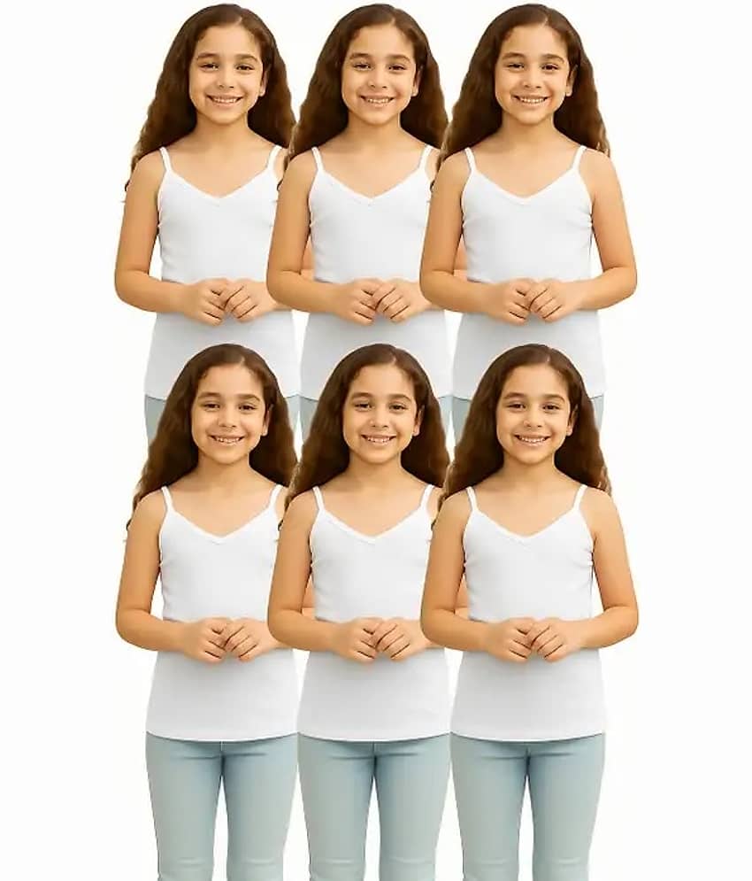 INNERO Pack of 6 Baby Girls Cotton Camisoles ( White )
