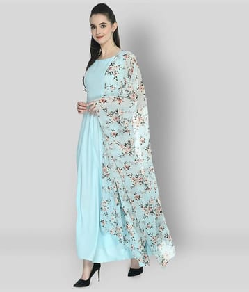 Rudrakriti Women Crepe Solid Ethnic Dress ( Fluorescent Green )