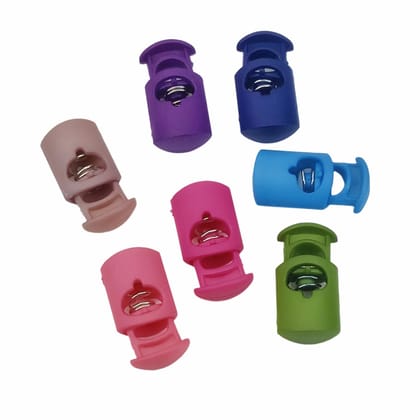 Plastic Cord Locks With Spring 27x14x9 MM Hole: 3x7mm For Shoe Lace Thread Wire Stopper-Random Mixed Colors