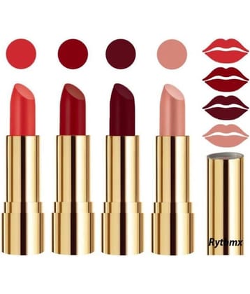 Rythmx Professional Timeless 4 Colors Lipstick Orange,Maroon,Maroon Peach Pack of 4 16 g