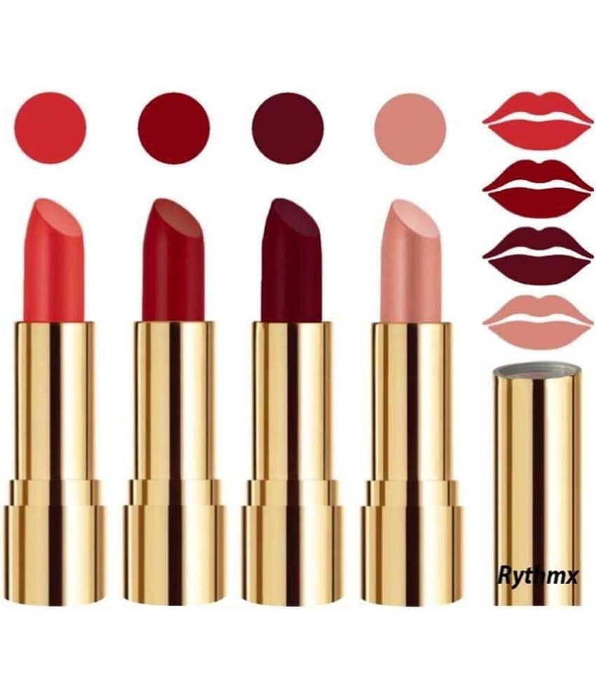Rythmx Professional Timeless 4 Colors Lipstick Orange,Maroon,Maroon Peach Pack of 4 16 g
