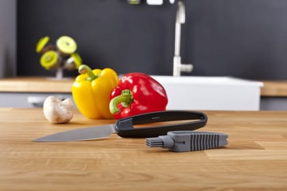 Vegetable Knife + Brush Dark Grey
