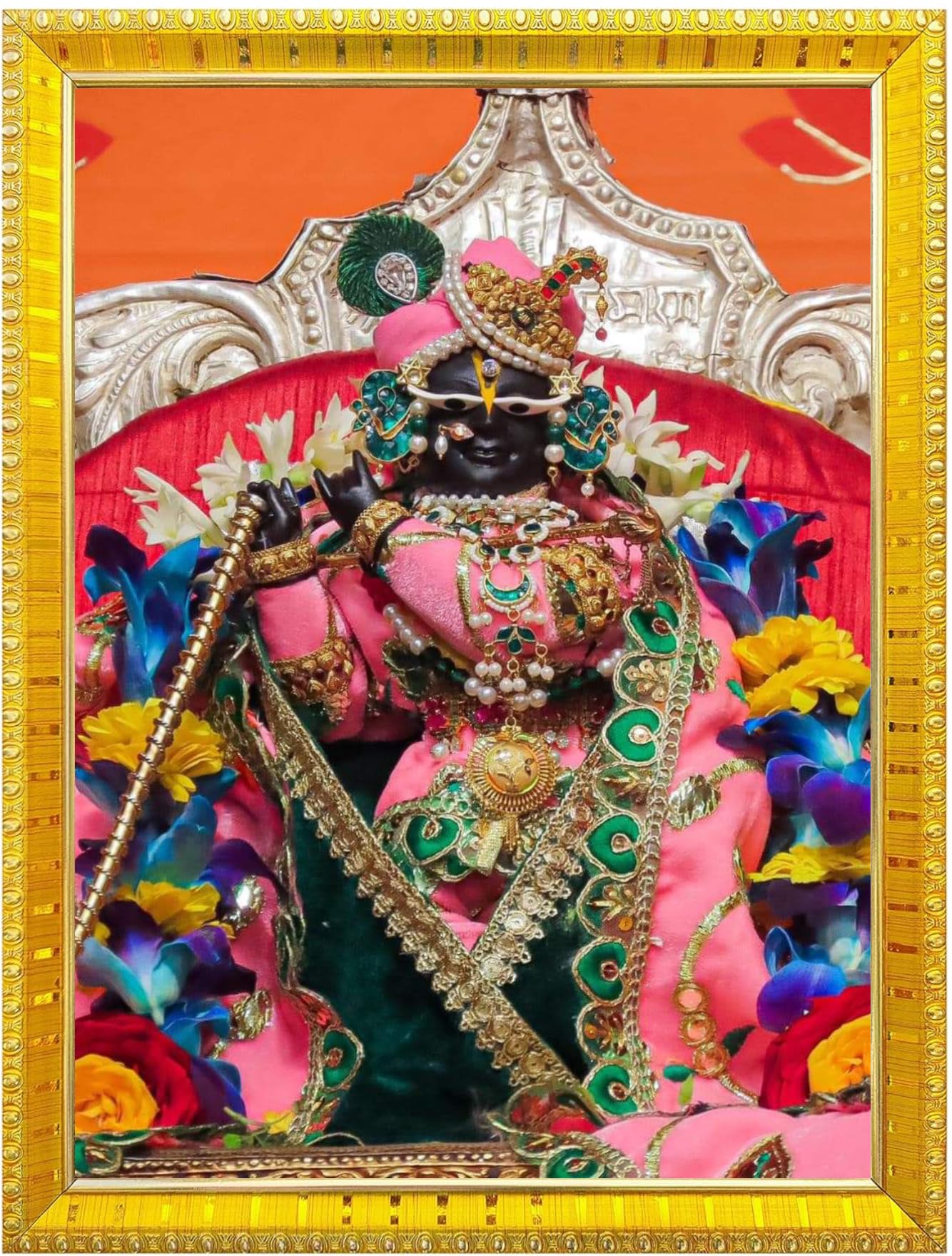 NOKKES Radha Raman Vrindavan Radha Raman Thakur Ji Photo Frames Religious Photo frame 5X7 Inch Photo Frame_QWW57