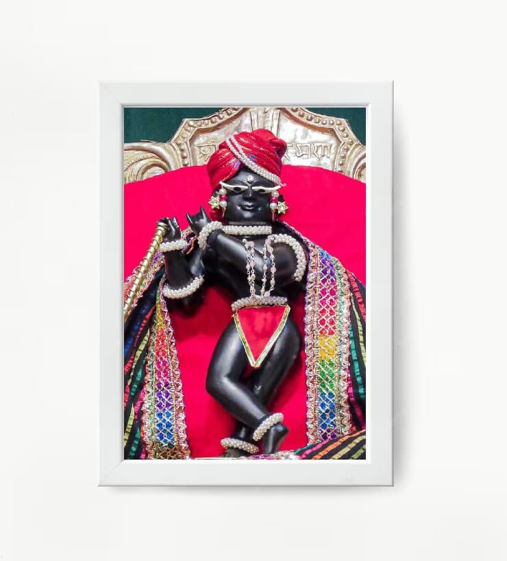NOKKES Radha Raman Ji Vrindavan Radha Raman Thakur Ji White Photo Frames Religious Photo frame 5X7 Inch Photo Frame_QWW85