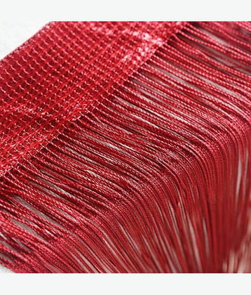 YUTIRITI Set of 2 Door Ring Rod Polyester Curtains Red