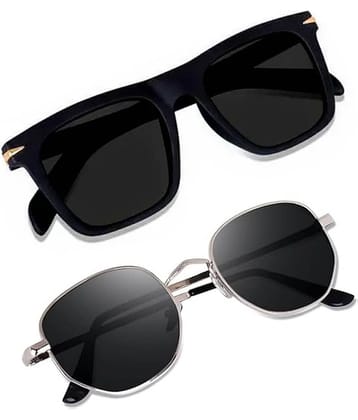 Elligator Black Rectangular Sunglasses ( Pack of 2 )