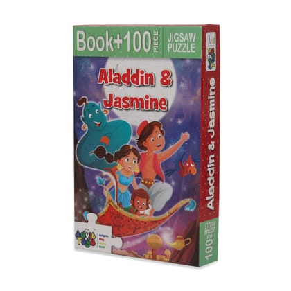 Advit Toys Aladdin & Jasmine Jigsaw Puzzle - 100 Piece + 32 Page Story Book