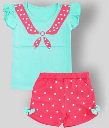 CATCUB Pack of 1 Baby Girls Cotton Top & Shorts ( Green )