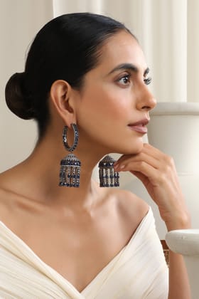 Hadley Sapphire Zirconia Jhumka Earrings-Polki