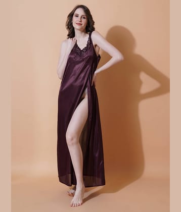 Reposey International Brown Satin Women's Nightwear Nighty & Night Gowns ( Pack of 1 )