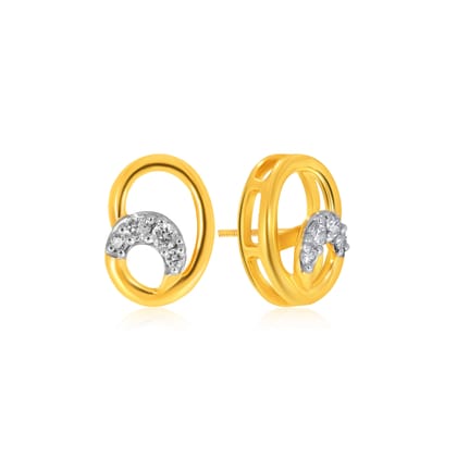Senco Gold Curvy Fashion Diamond Studs (2.1 gram / 0.11 Ct / HI-SI / 18K Yellow Gold)