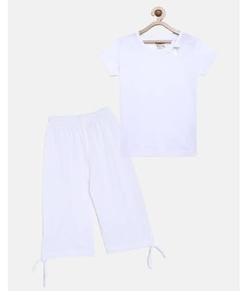 Sini Mini Pack of 2 Girls Cotton Shirt With Capris ( White )
