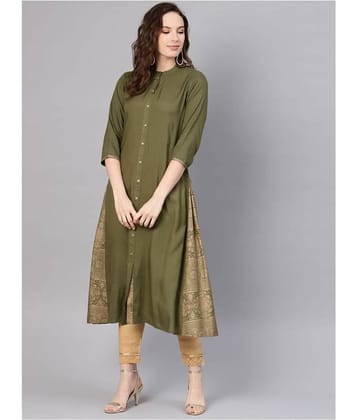 Juniper - Green Rayon Women's Flared Kurti ( Pack of 1 )