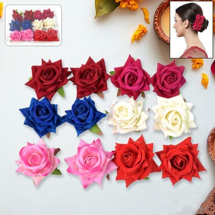 Colourful Flowing Flower Hair Pin (12 Pcs Set / Mix Color), Hair accessories