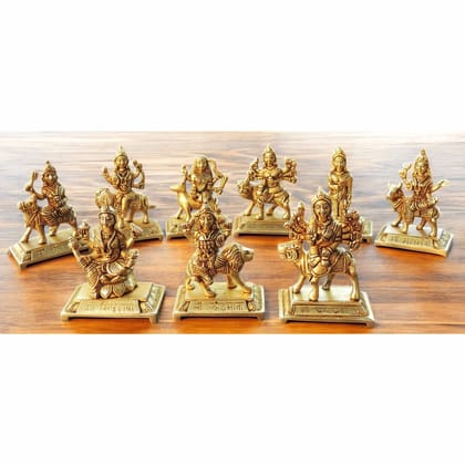 Brass Nau Durga Statue � Nine Forms of Goddess Durga Brass Showpiece, Height : 5 Inch (BSMAS1271 E)