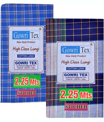 GOWRI TEX Cotton Blend Men's Lungi Multicolor ( Pack of 2 )
