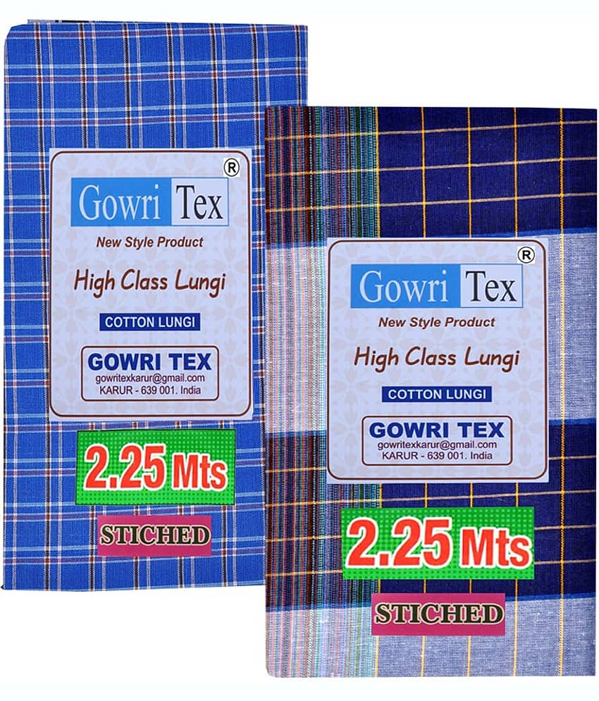 GOWRI TEX Cotton Blend Men's Lungi Multicolor ( Pack of 2 )
