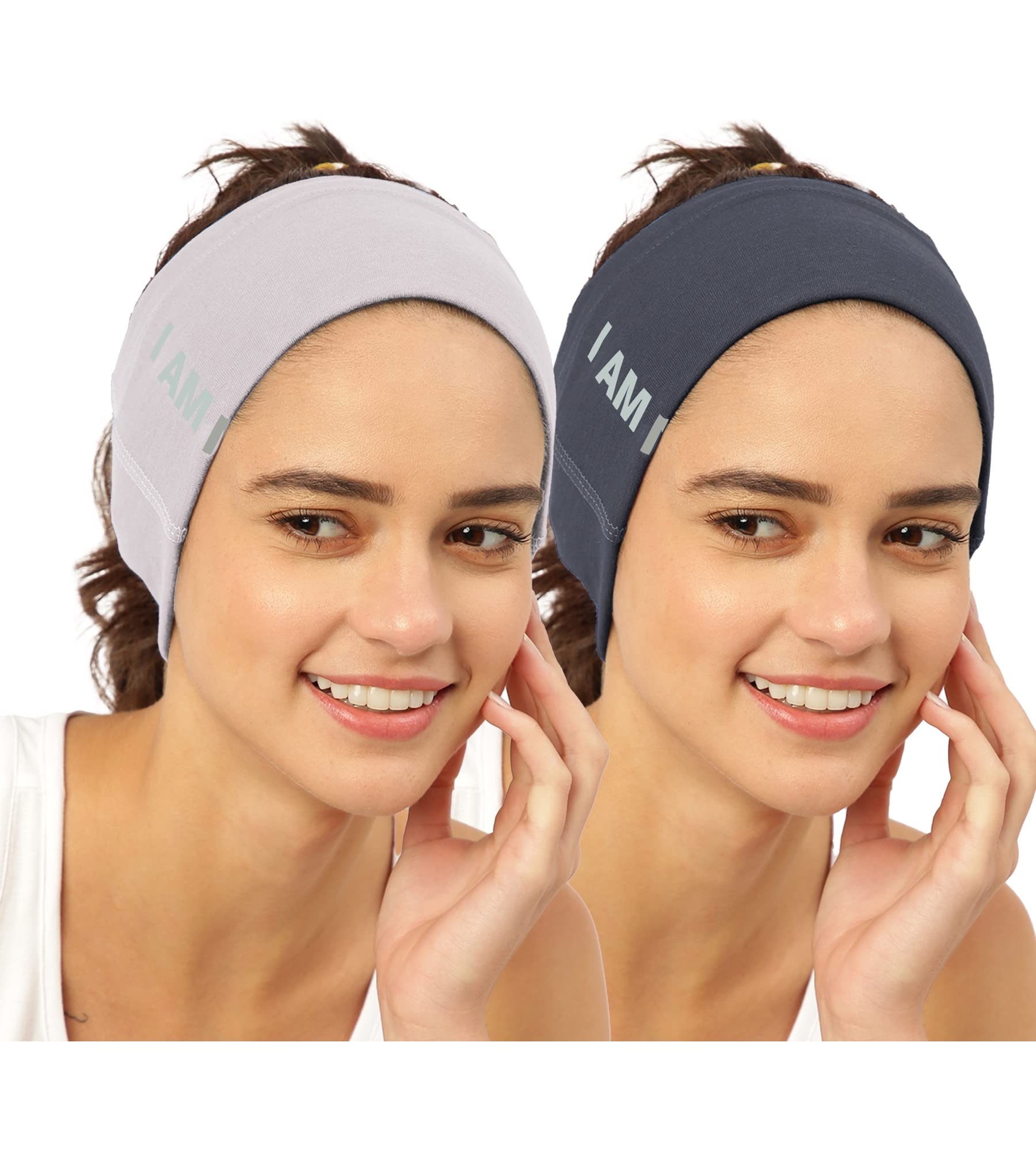 FREECULTR Unisex Bamboo Bandana, Anti Microbial Super Soft & Comfort Fit, Breathable Multipurpose Headband, Face Mask for Dust Protection and Sun - Size Printed Pack of 2-Sand, Charcol