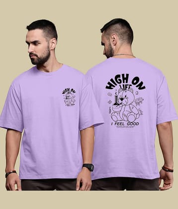 happy khajana Polyester Oversized Fit Solid Half Sleeves Men's T-Shirt - Lavender ( Pack of 1 )