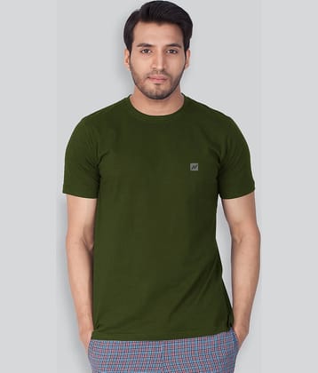 Lux Nitro Cotton Blend Regular Fit Solid Half Sleeves Men's Round T-Shirt - Olive Green ( Pack of 1 )