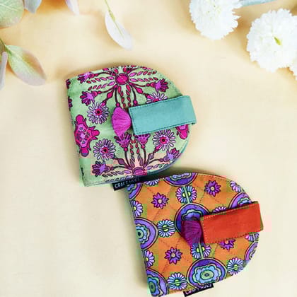 SEMI-OVAL 2-FLAP WALLET COMBO- GREEN-ORANGE TILES