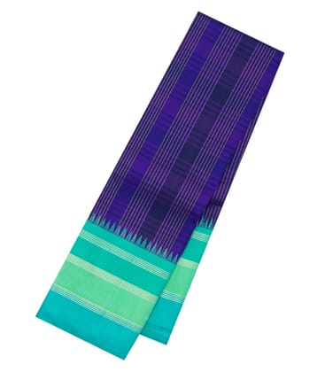 Blue Handloom Korvai Kanchipuram Silk Saree With Zari Stripes-KA11968-Violet