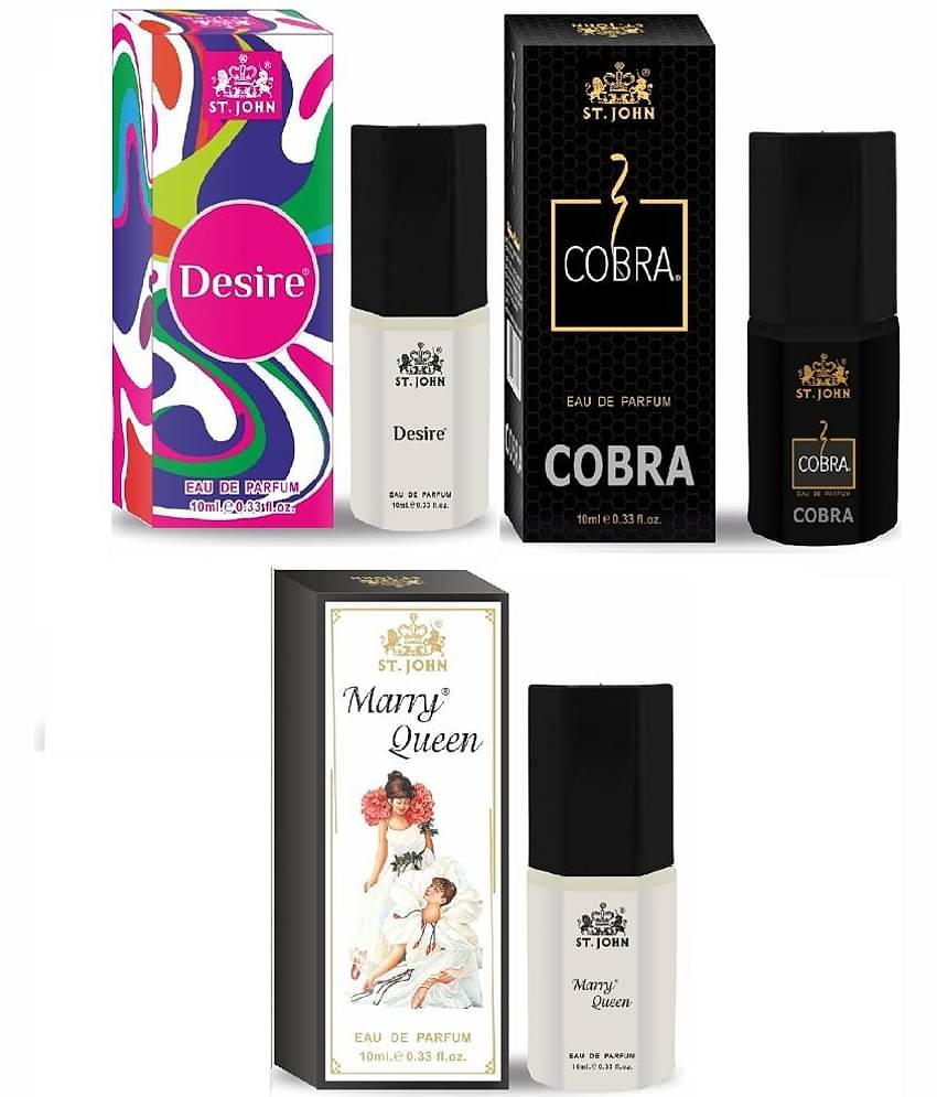 ST.JOHN Cobra Desire,Cobra & Marry Queen Pocket Perfume For Men 10ml Each (30ml) - Pack of 3