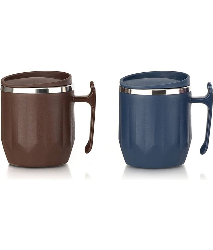 MAGICSPOON Multicolor Steel Coffee Mug ( Pack of 2 )