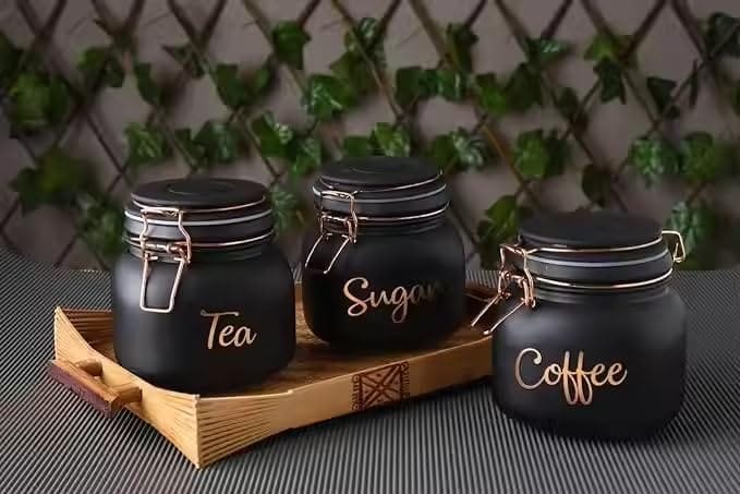 Tea Coffee Sugar Containers For Kitchen Storage Container With Lid Tea Coffee & Sugar, Dry Fruit Jars (set of 3)