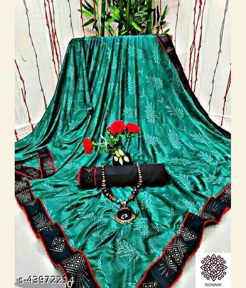 Gullak Lycra Woven Saree With Unstitched Blouse Piece ( Green )